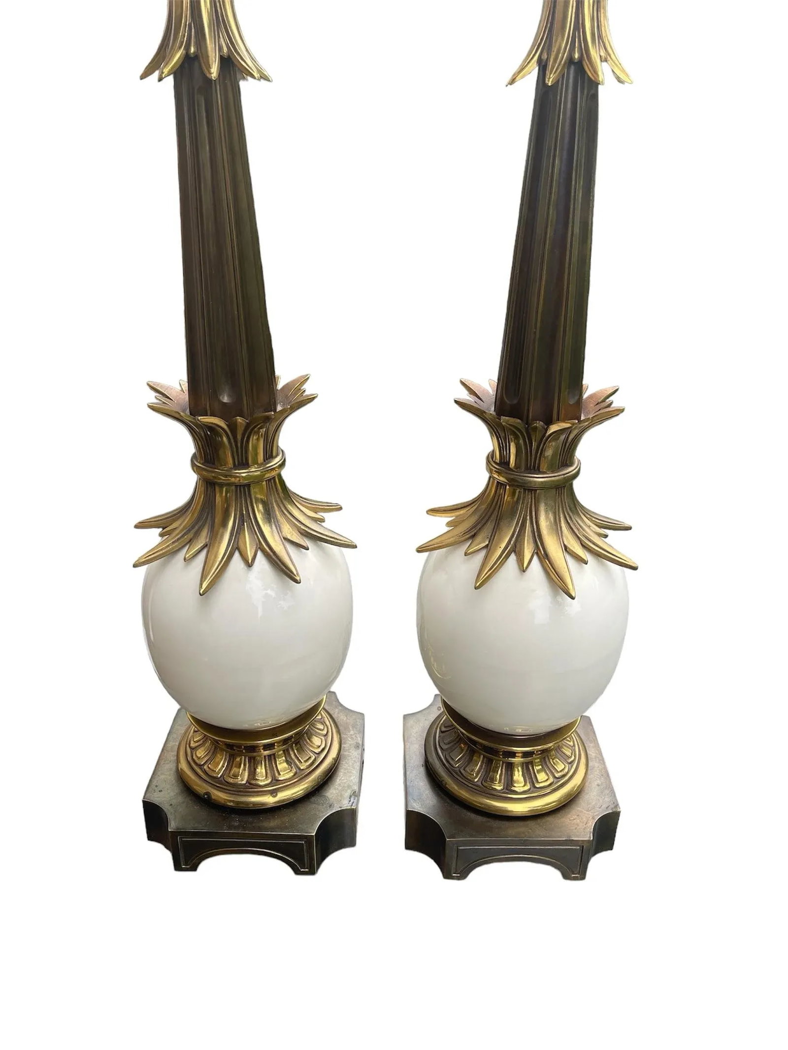 Mid Century Hollywood Regency Stiffel Ostrich Egg Lamps- a Pair - 6