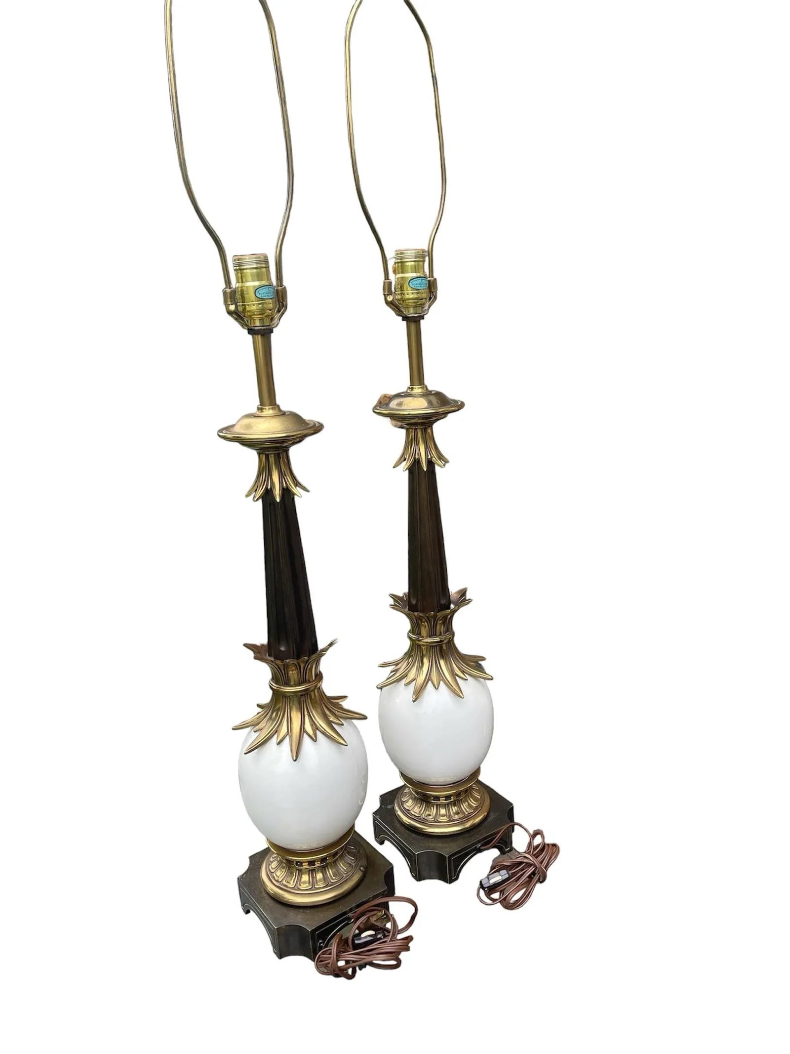 Mid Century Hollywood Regency Stiffel Ostrich Egg Lamps- a Pair - 7
