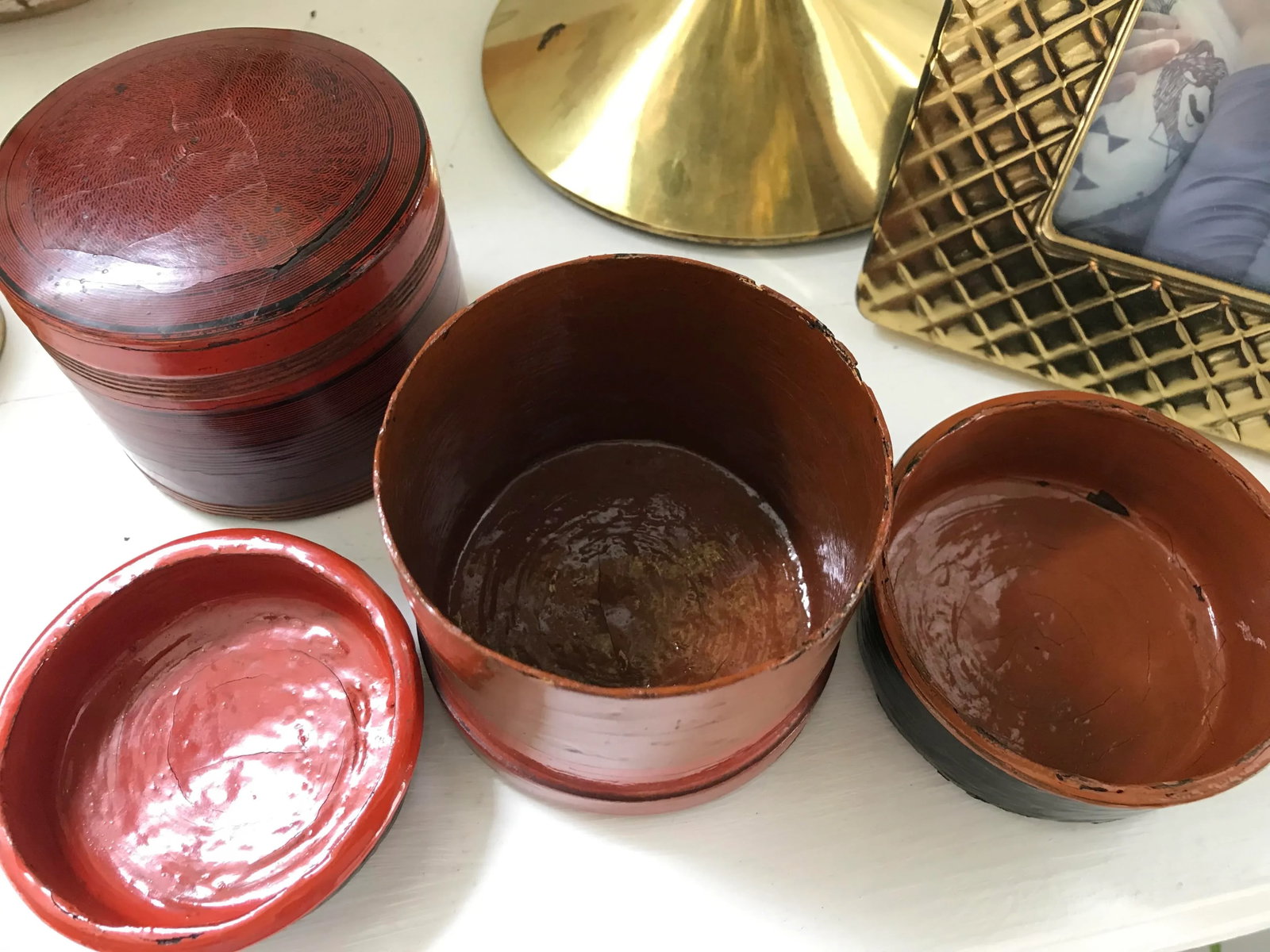 Vintage Art Deco Burmese Yun Stacking Betel Box Container - 2
