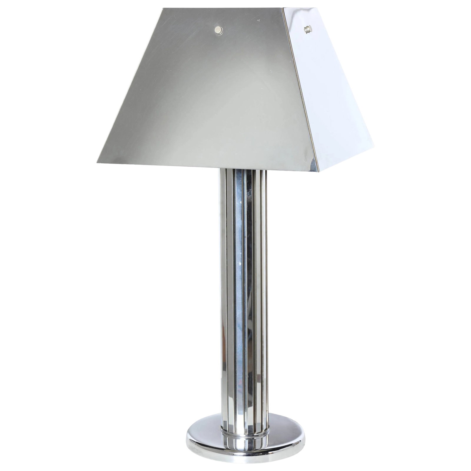 1970s Monumental Curtis Jere Reflective Chrome Table Lamp With Chrome Shade (1 of 6)