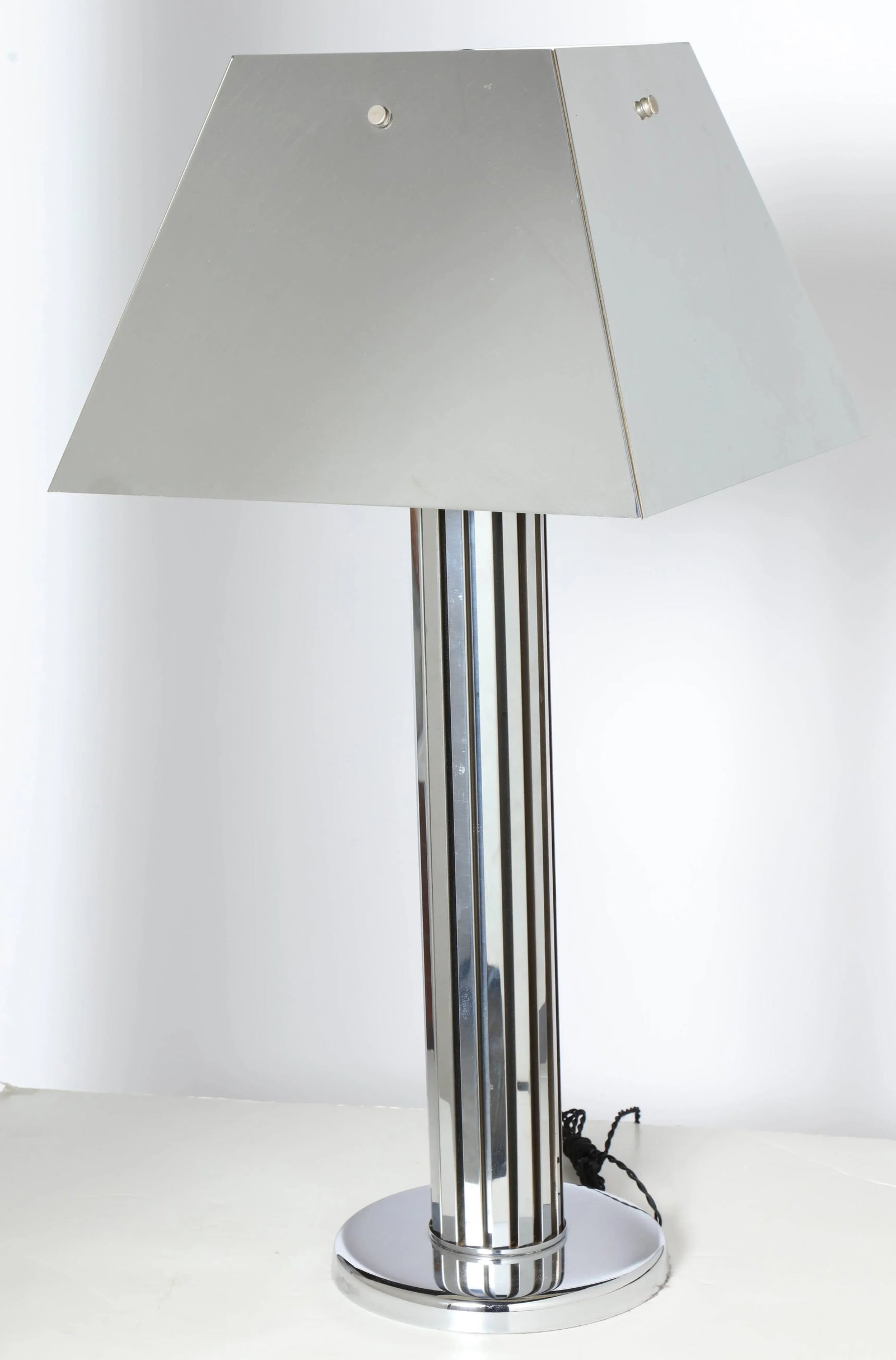 1970s Monumental Curtis Jere Reflective Chrome Table Lamp With Chrome Shade - 2