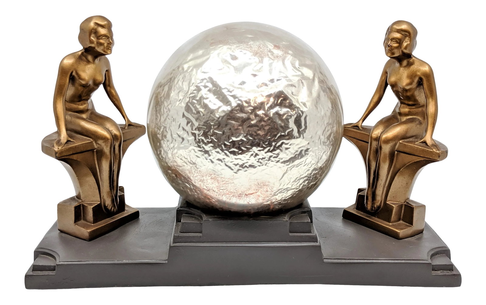 1930's Nuart Art Deco Double Nude & Glass Globe Table Lamp (1 of 13)