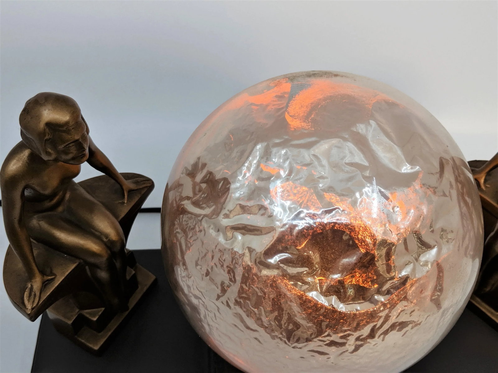 1930's Nuart Art Deco Double Nude & Glass Globe Table Lamp - 9