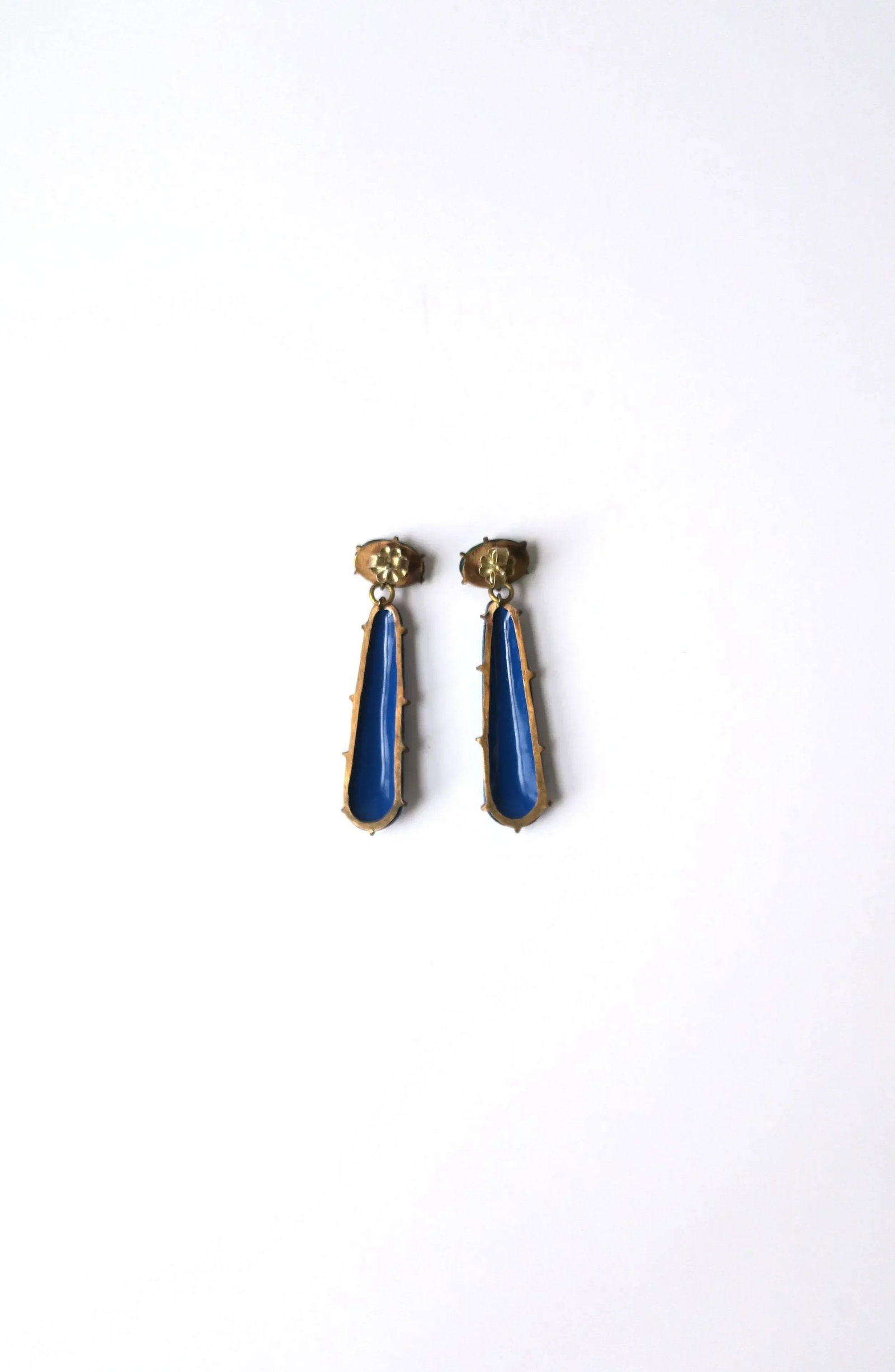 Blue and Green Enamel Dangle Drop Earrings - 2 Pieces - 10