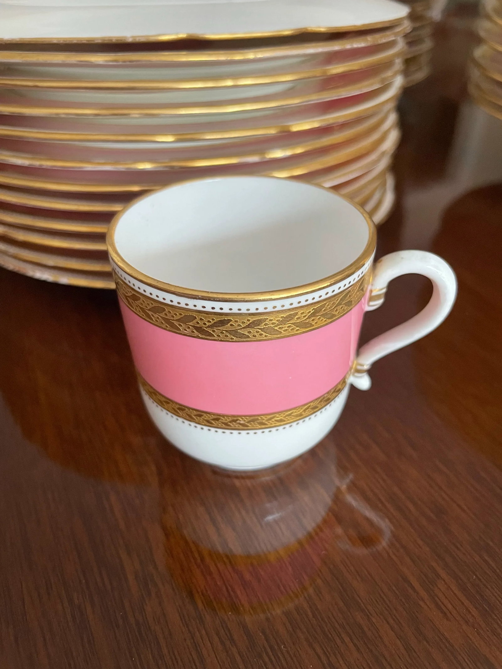 Service for 12 Pink and Gold Minton Plates, Bowls and Salad Plates - 8