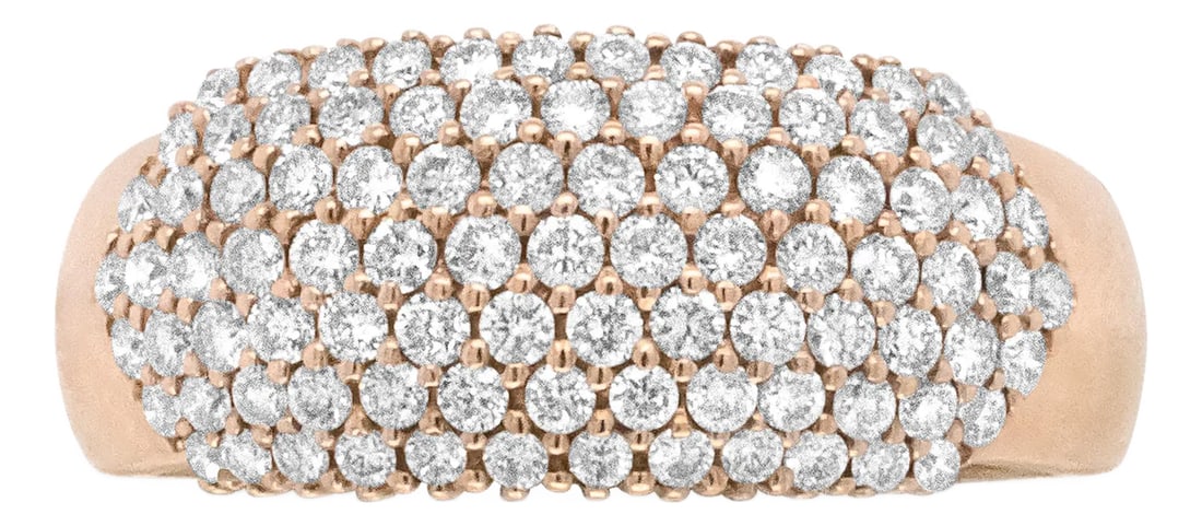 18K Rose Gold 1.00 Cttw Diamond Multi Row Dome Band Ring (F-G Color, VS1-VS2 Clarity) - Ring size 7: Celebrate life's most special moments with our 18K rose gold 1.00 cttw diamond multi row dome band ring. This elegant and luxurious ring is the perfect gift for any occasion, whether it's an engagemen