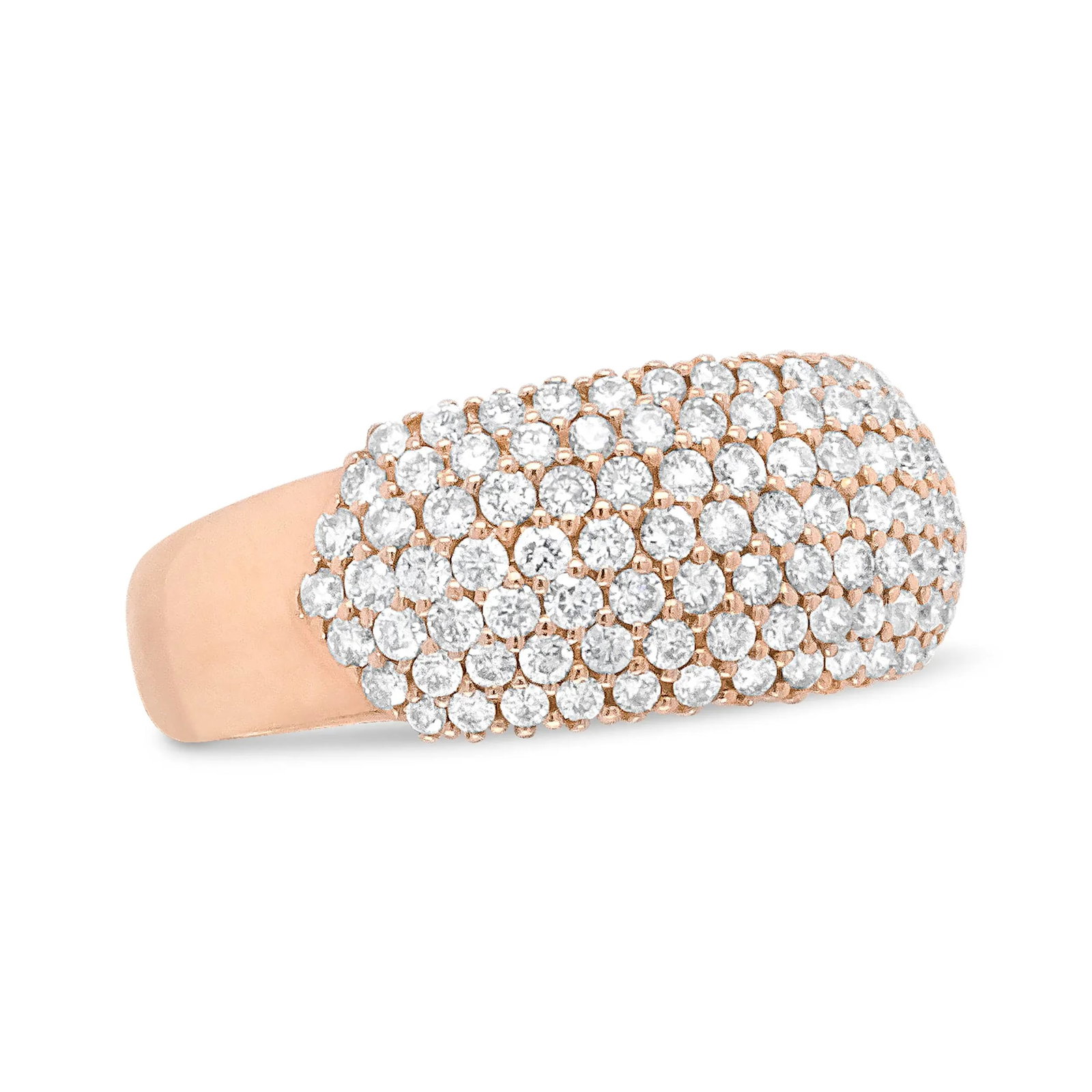 18K Rose Gold 1.00 Cttw Diamond Multi Row Dome Band Ring (F-G Color, VS1-VS2 Clarity) - Ring size 7 - 2