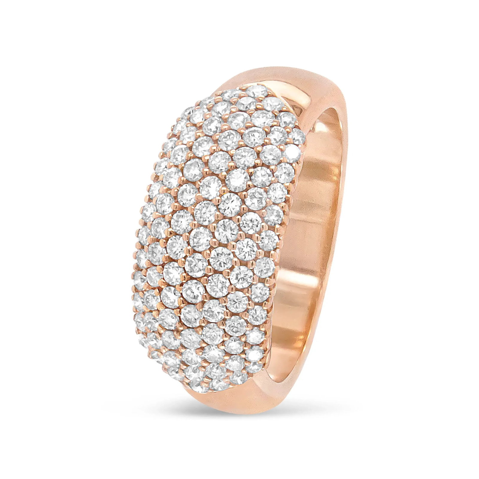 18K Rose Gold 1.00 Cttw Diamond Multi Row Dome Band Ring (F-G Color, VS1-VS2 Clarity) - Ring size 7 - 3