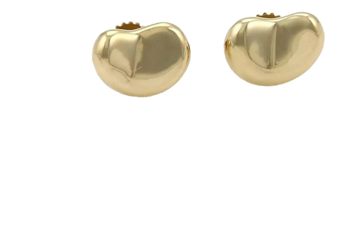Tiffany & Co. Peretti 18k Yellow Gold Bean Stud Earrings - 2 Pieces: Material: 18k yellow gold Hallmark: Tiffany & Co. Peretti 18k Spain Measurements: 0.46" long x 0.32" wide Weight: 4.8 grams This authentic pair of earrings are from Tiffany & Co. by designer Elsa