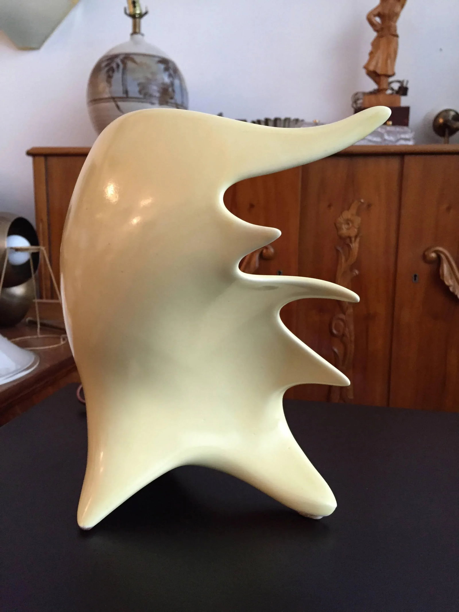Italian 1950s Antonia Campi Conchiglia Pottery Lamp - 6
