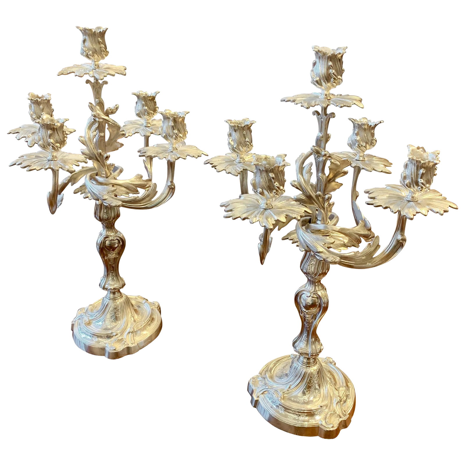 Silver Plated Louis XV Style Candelabra - a Pair (1 of 6)