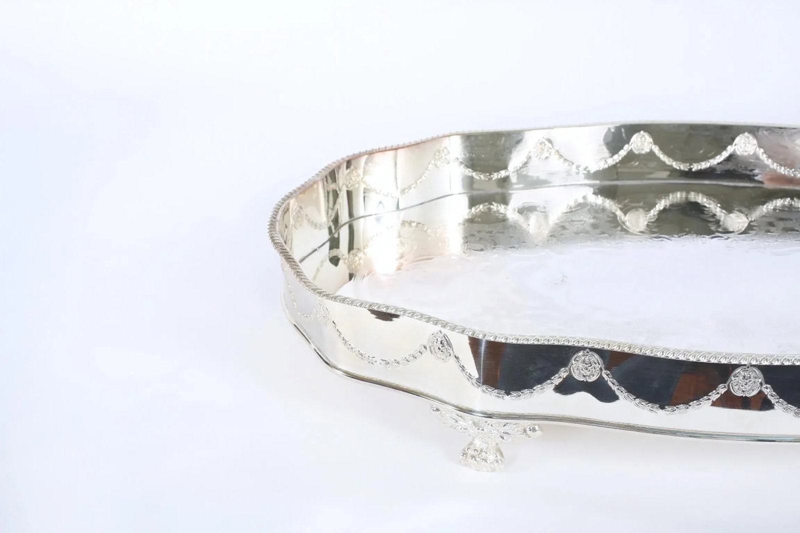 Mid 20th Century English Sheffield Plated Barware Footed Tray - 4