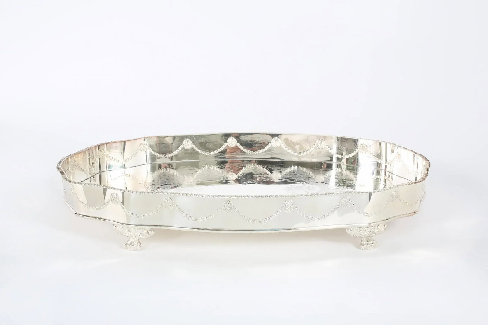 Mid 20th Century English Sheffield Plated Barware Footed Tray - 8