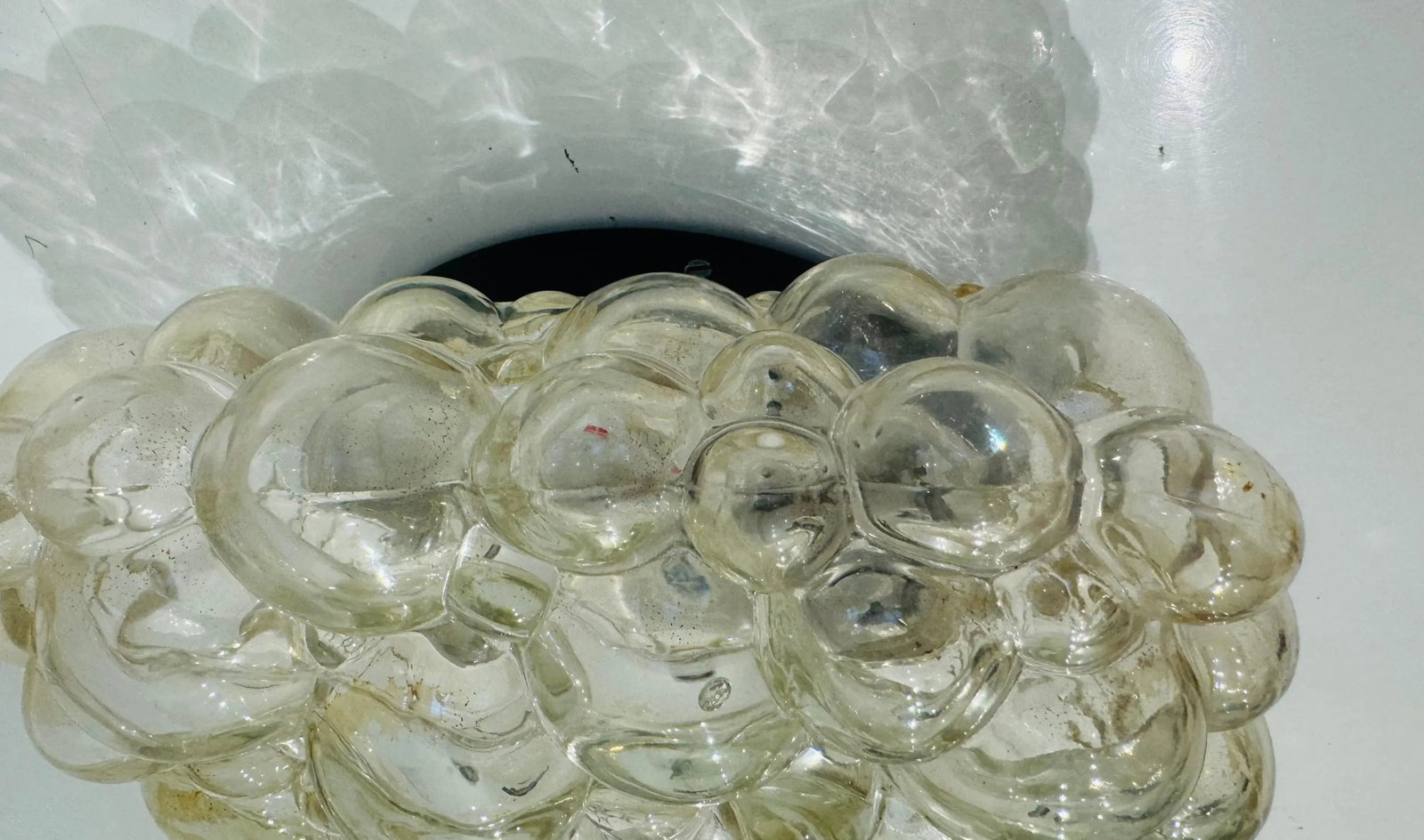 Helena Tynell Limburg Bubble Glass 1960 Mid Century Flush Ceiling Wall Lamp - 3