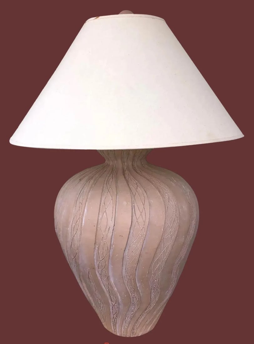 Large Vintage Pieri Cretions Earthenware Plaster Lamp - 2