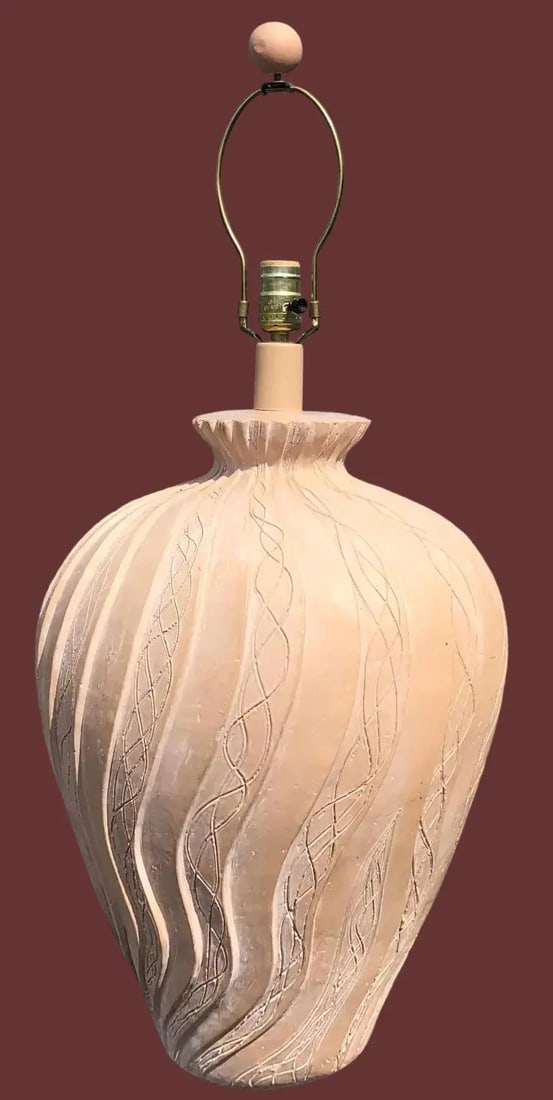Large Vintage Pieri Cretions Earthenware Plaster Lamp - 3