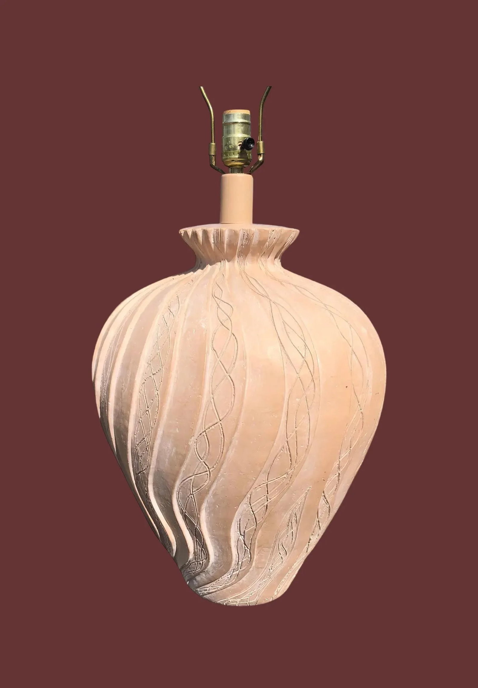 Large Vintage Pieri Cretions Earthenware Plaster Lamp - 4