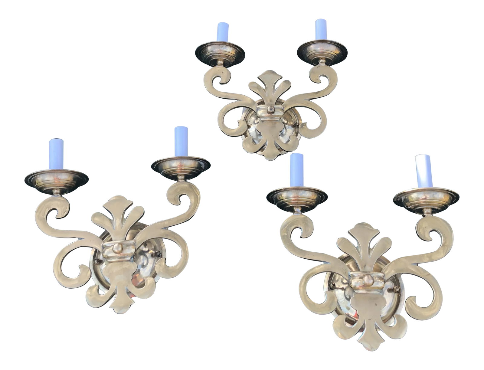 Italian Brass Fleur De Lis Light Sconces - Set of 3 (1 of 6)