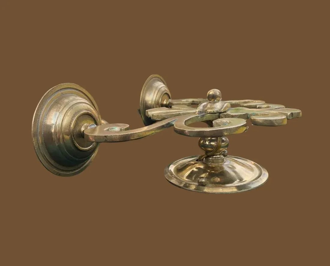 Italian Brass Fleur De Lis Light Sconces - Set of 3 - 2