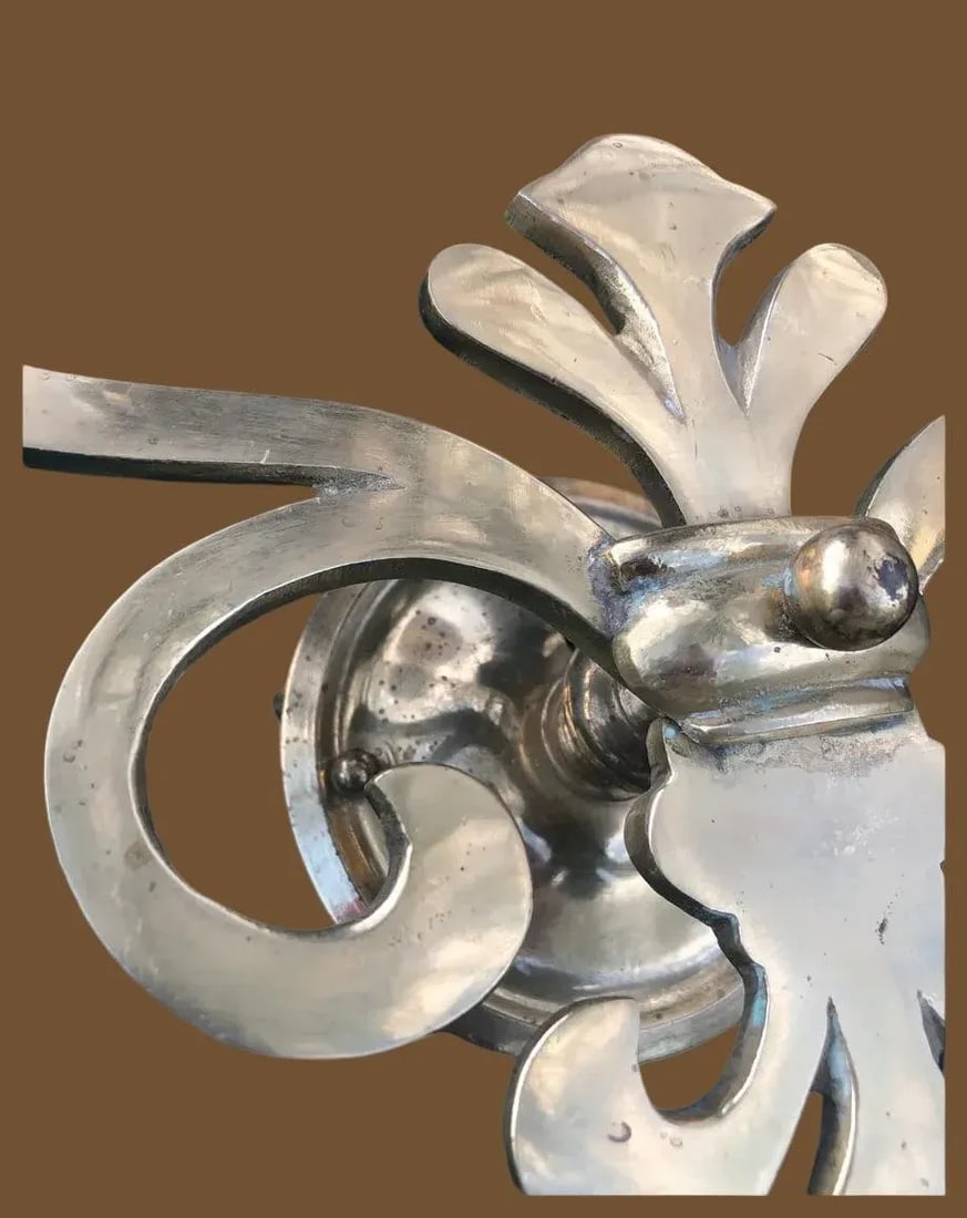 Italian Brass Fleur De Lis Light Sconces - Set of 3 - 3