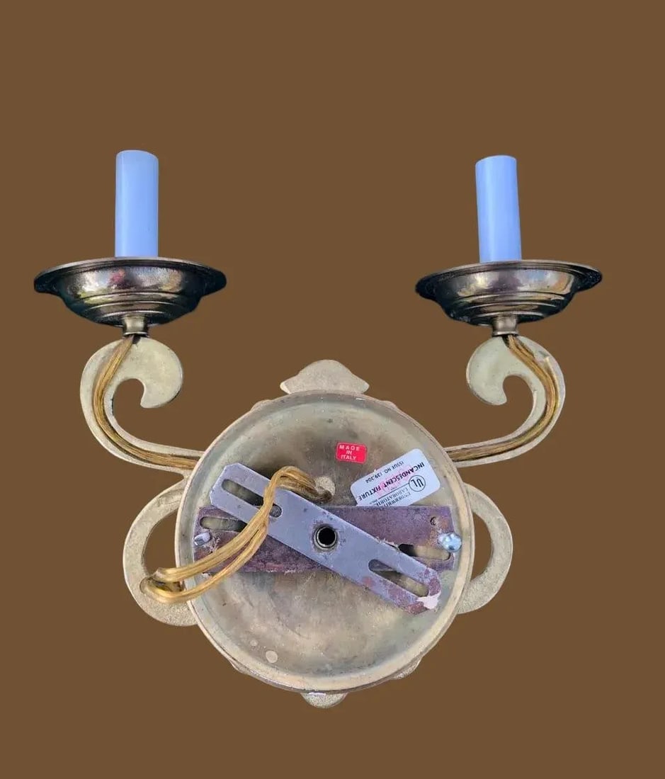 Italian Brass Fleur De Lis Light Sconces - Set of 3 - 5