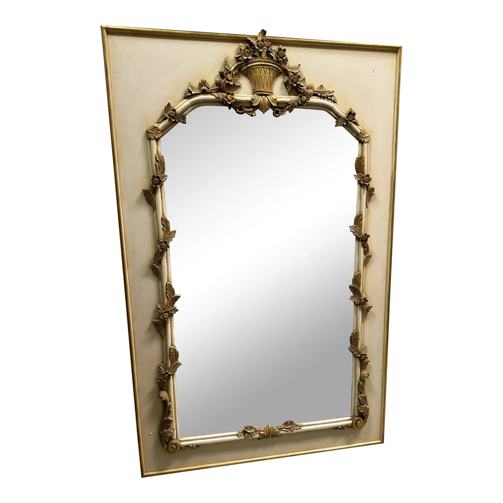 Vintage D. Milch & Son Inc Gilded Hall Wall Mirror: Vintage D. Milch & Son Inc Gilded Hall Wall Mirror, it is ivory color with gilded gold design., stunning and unique, rare find . I bought it from estate sale in mountain brook, In very good condition 