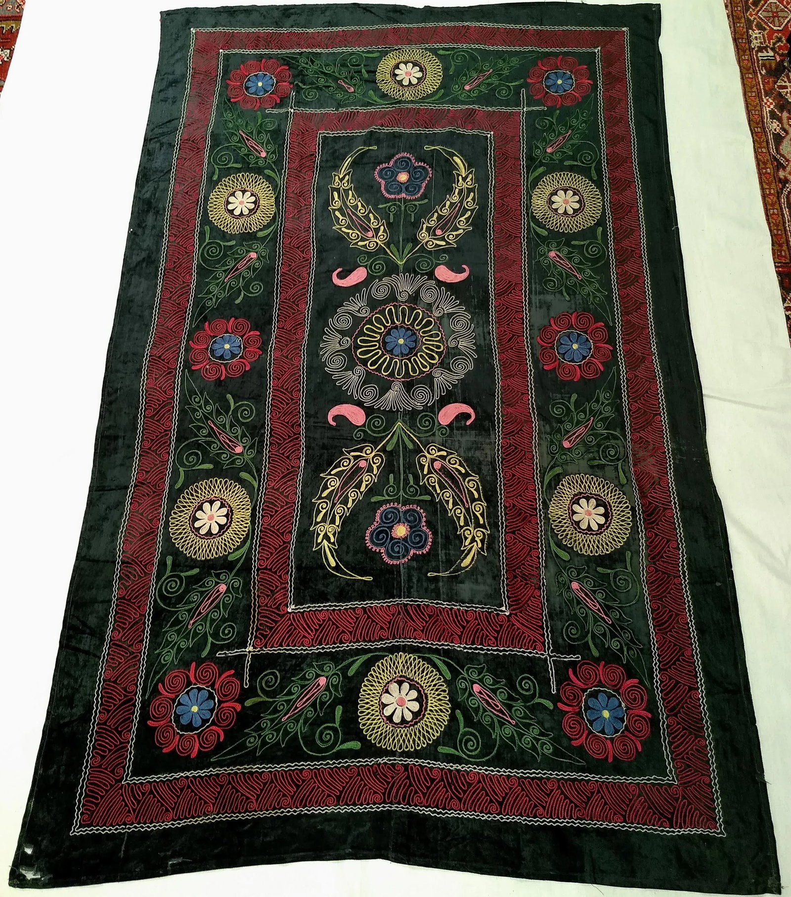1950s Vintage Silk Suzani Textile - 10