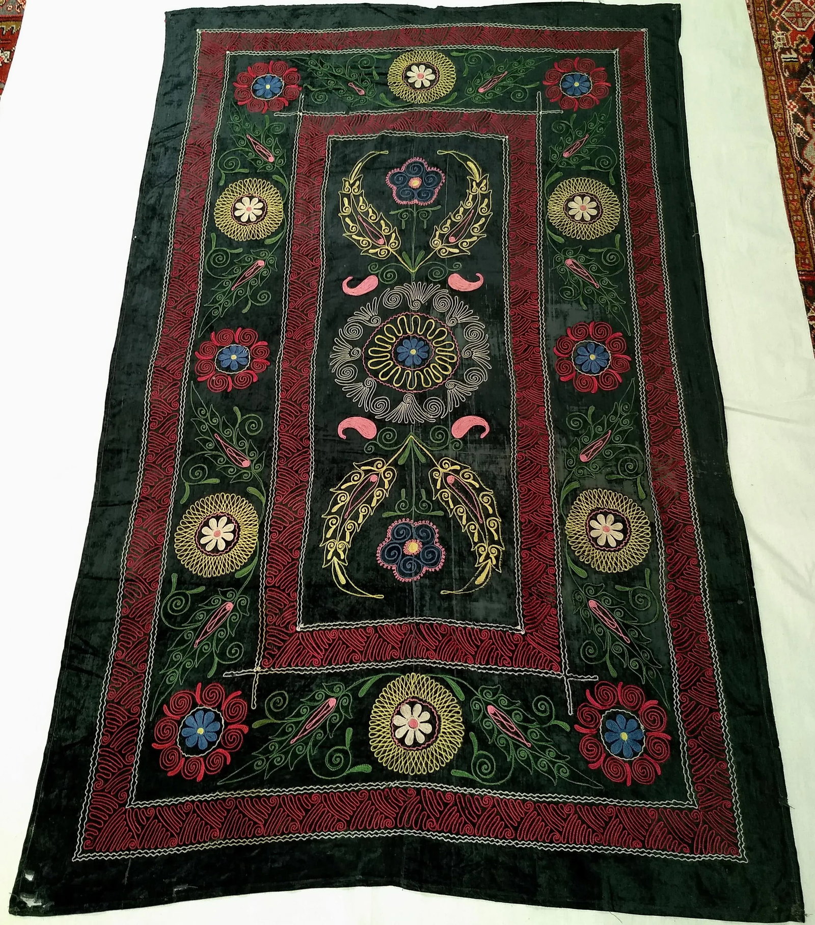1950s Vintage Silk Suzani Textile - 3