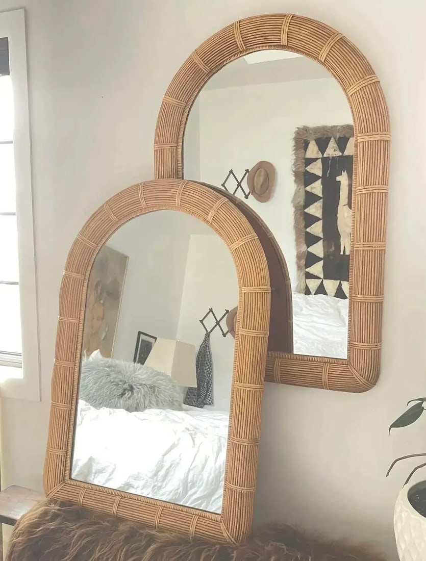1970s Bamboo Arched Mirror - 3
