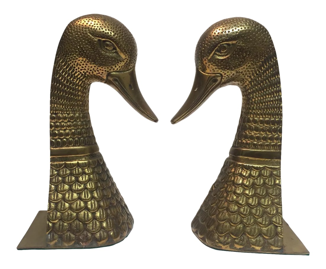 Rare Vintage Intricately Detailed Brass Duck Bookends (1 of 11)