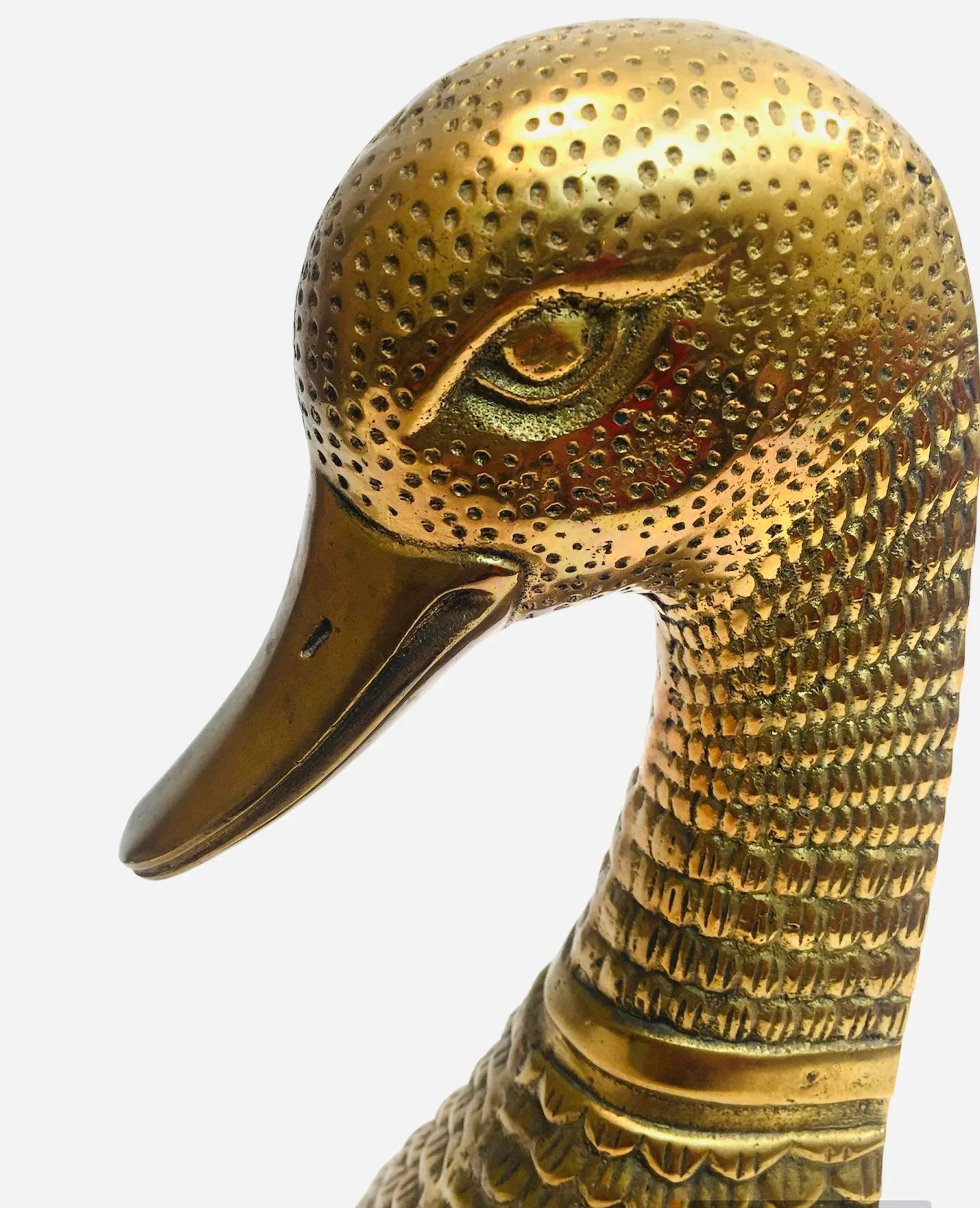 Rare Vintage Intricately Detailed Brass Duck Bookends - 2