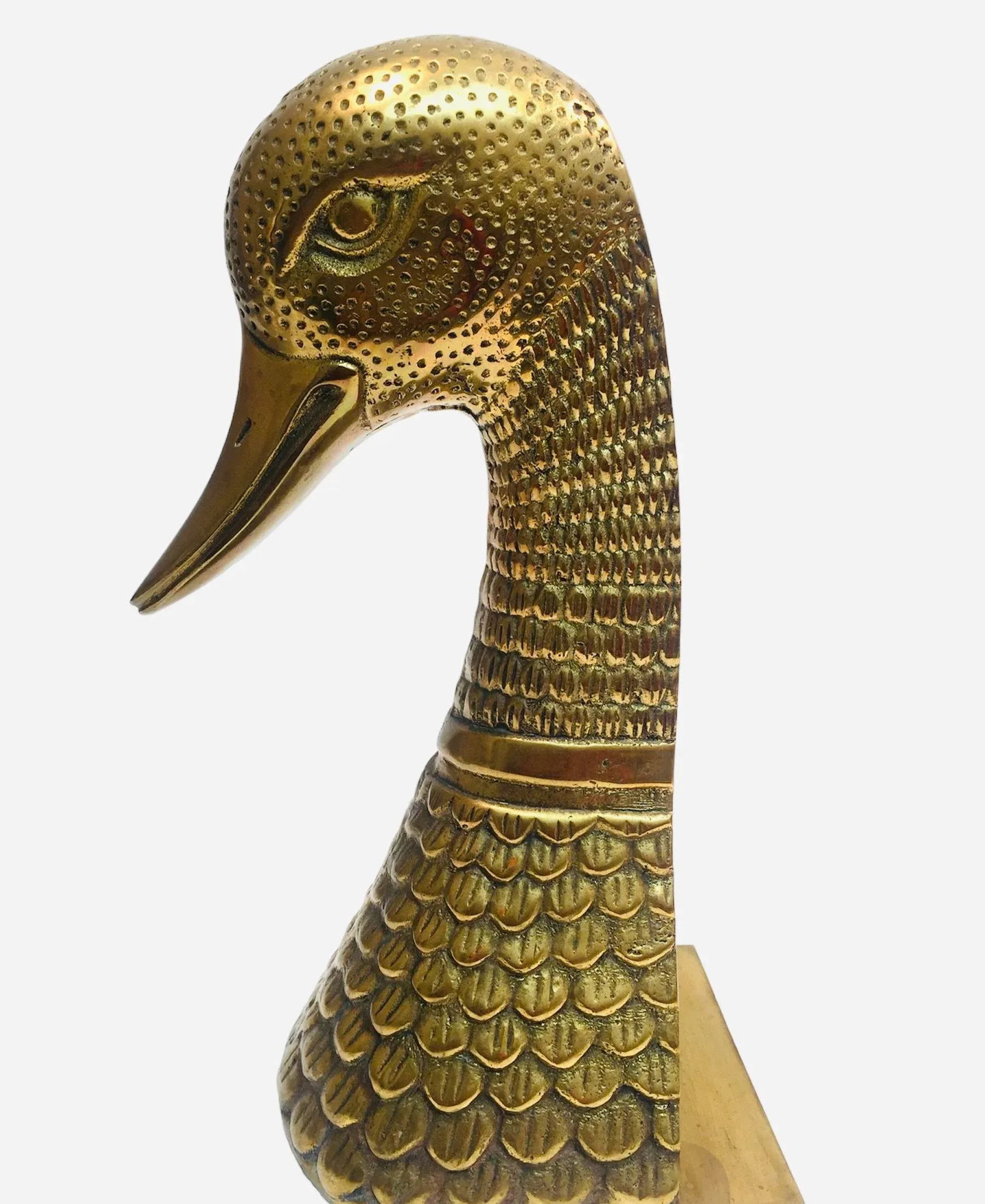 Rare Vintage Intricately Detailed Brass Duck Bookends - 4