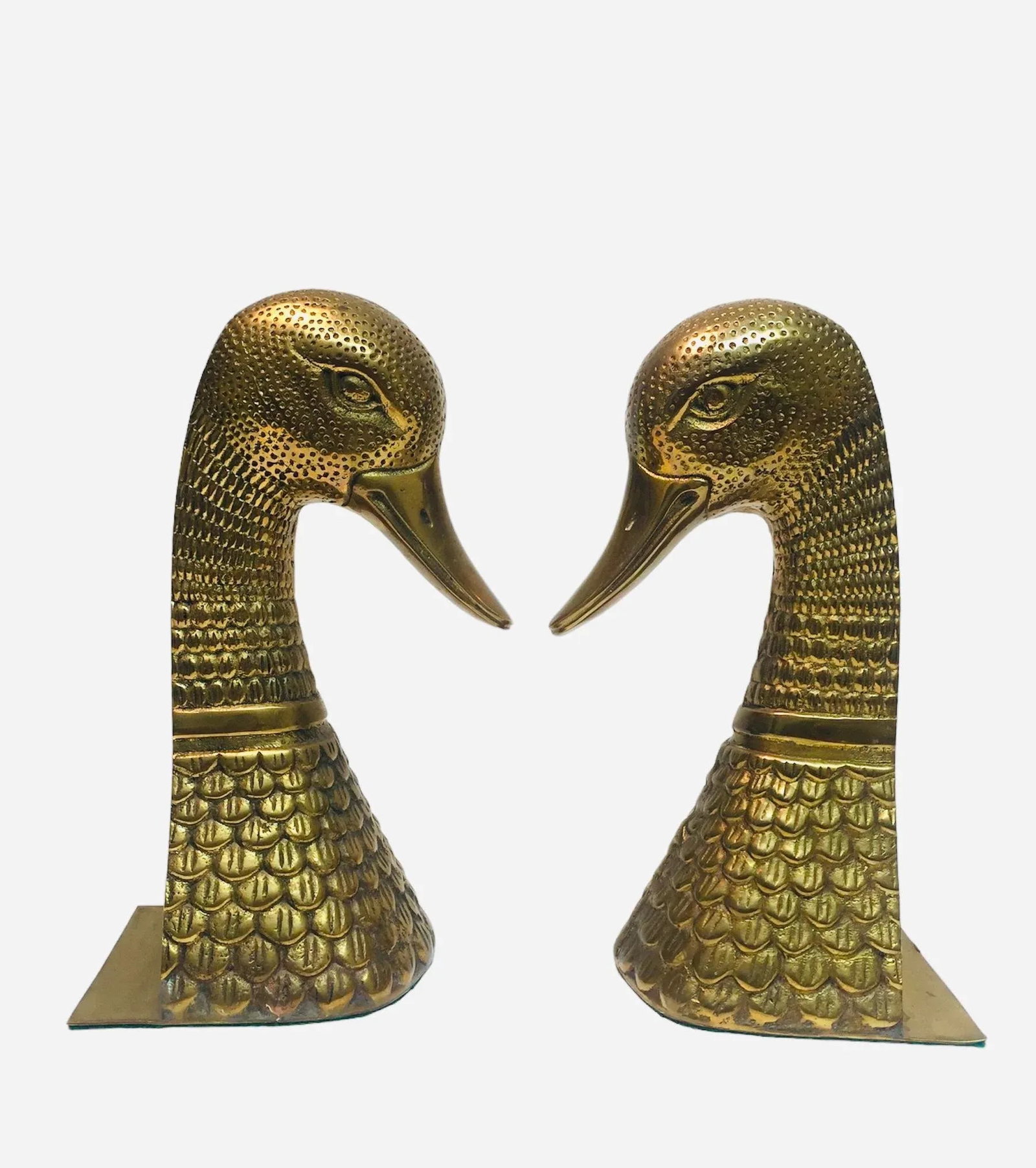 Rare Vintage Intricately Detailed Brass Duck Bookends - 5