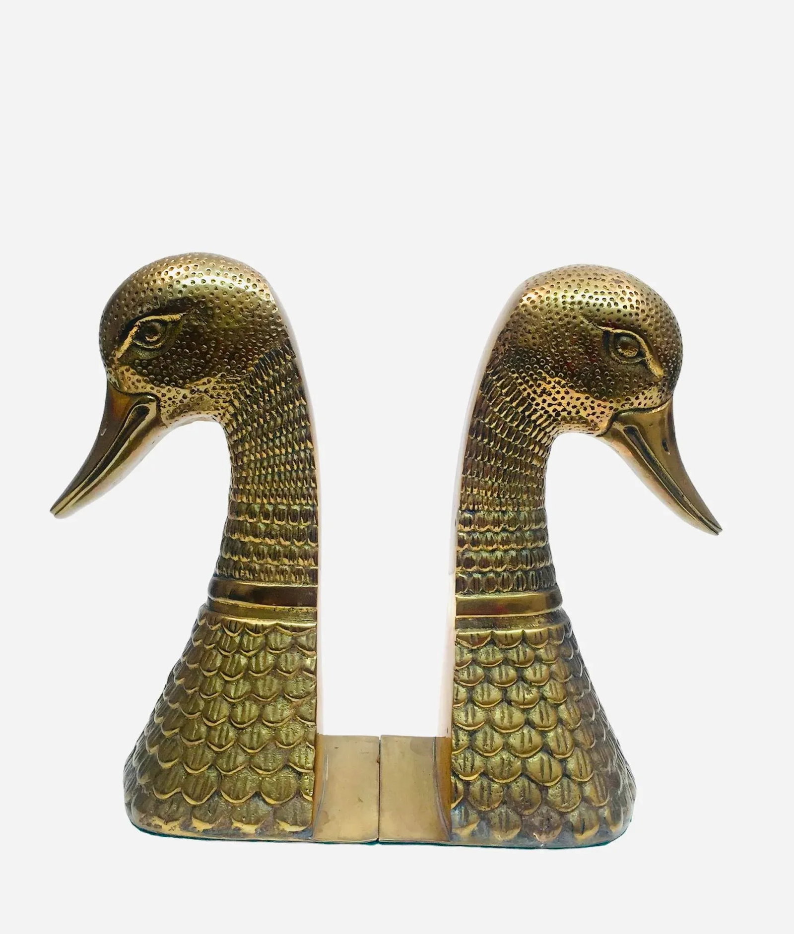 Rare Vintage Intricately Detailed Brass Duck Bookends - 7