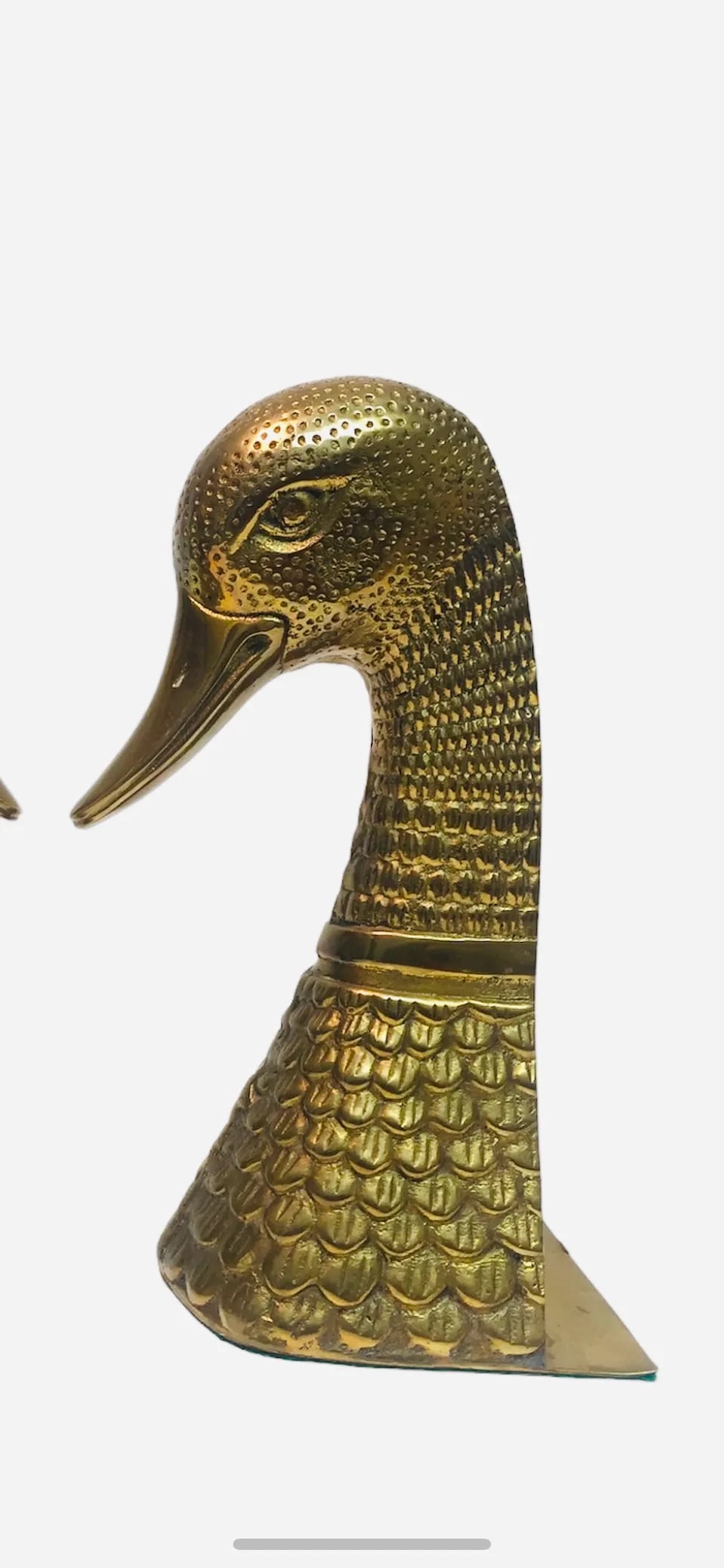 Rare Vintage Intricately Detailed Brass Duck Bookends - 8