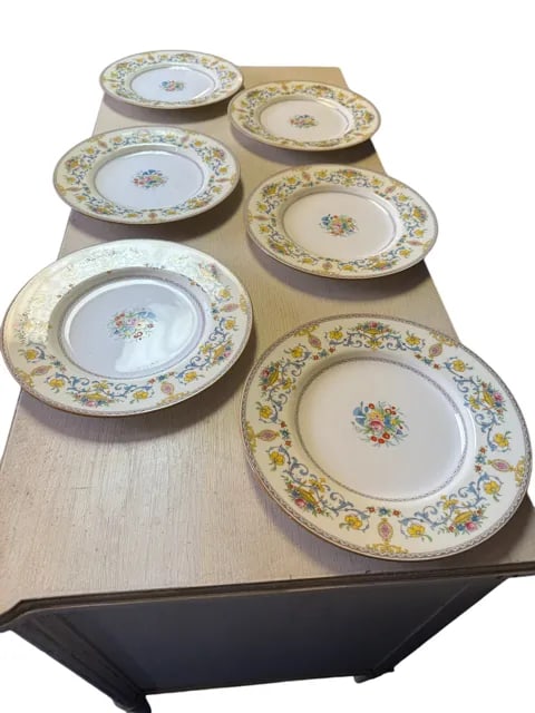 1920s Minton China Talbot Pattern - 6 Place Settings With Cream and Sugar- 33 Pieces - 6