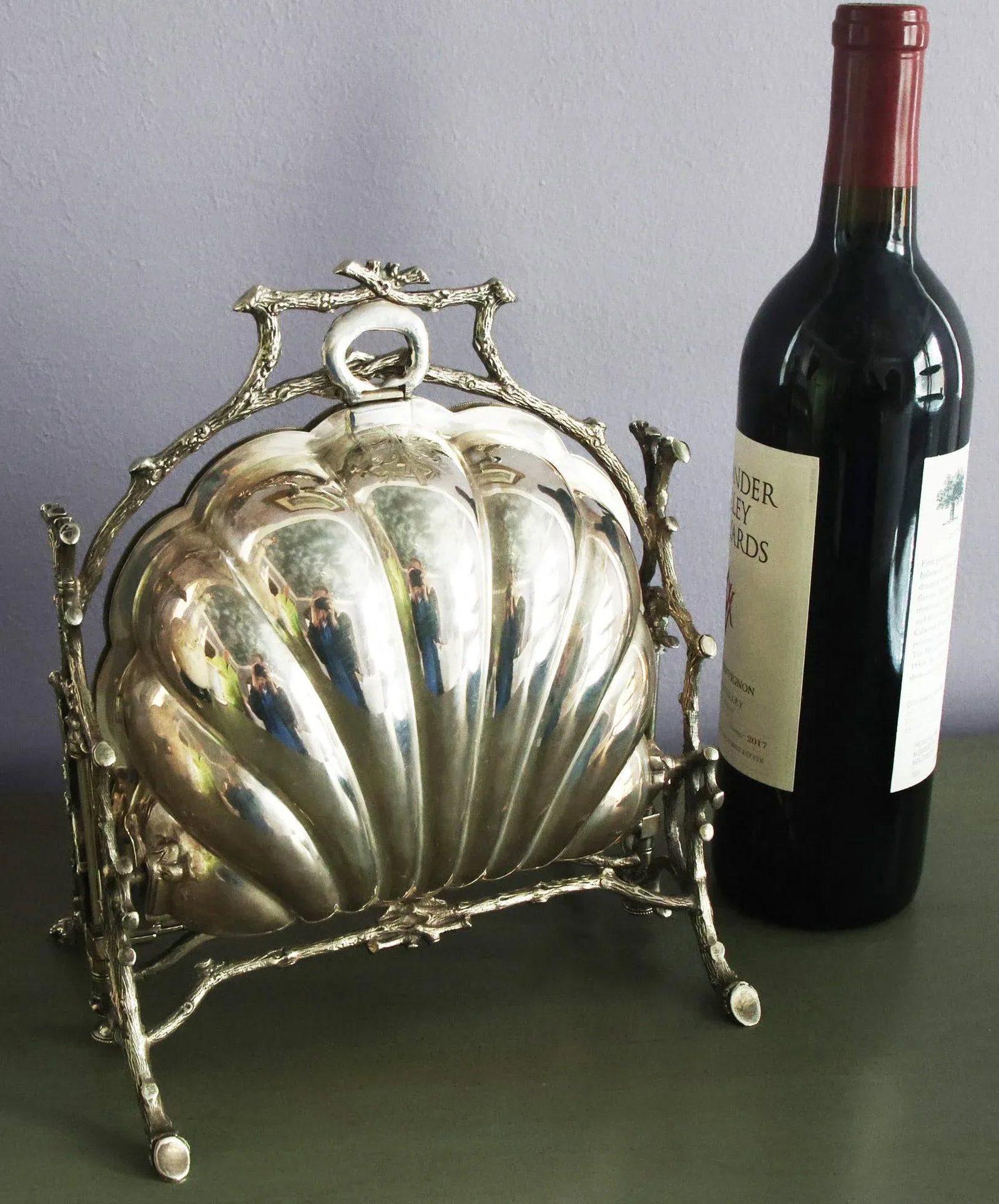 Early 20th Century Shell-Shaped Hinged Silver-Plated Biscuit Box - 10