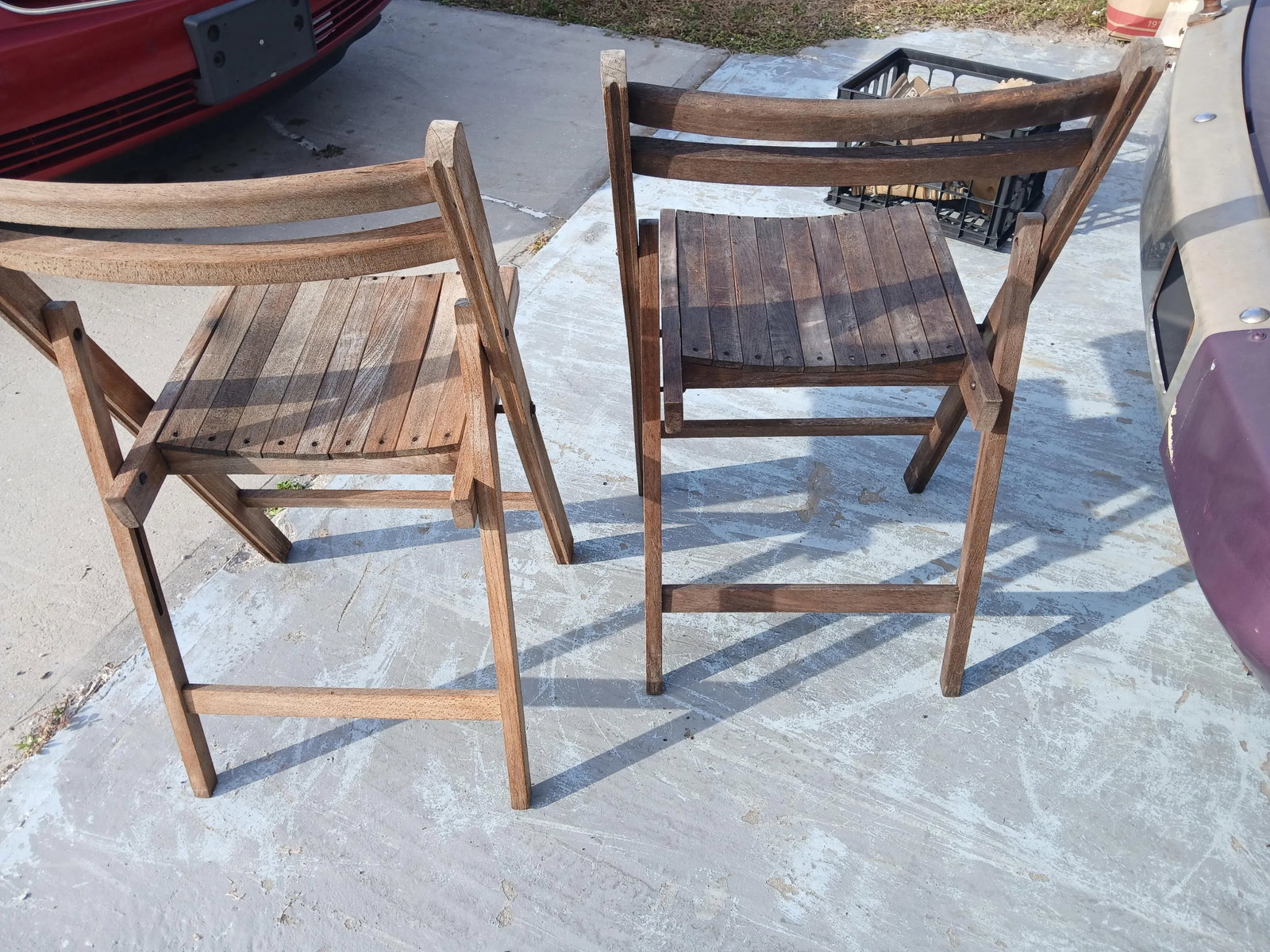 1940s Teak Danish Style Folding Slatted Chairs - Set of 2 - 10