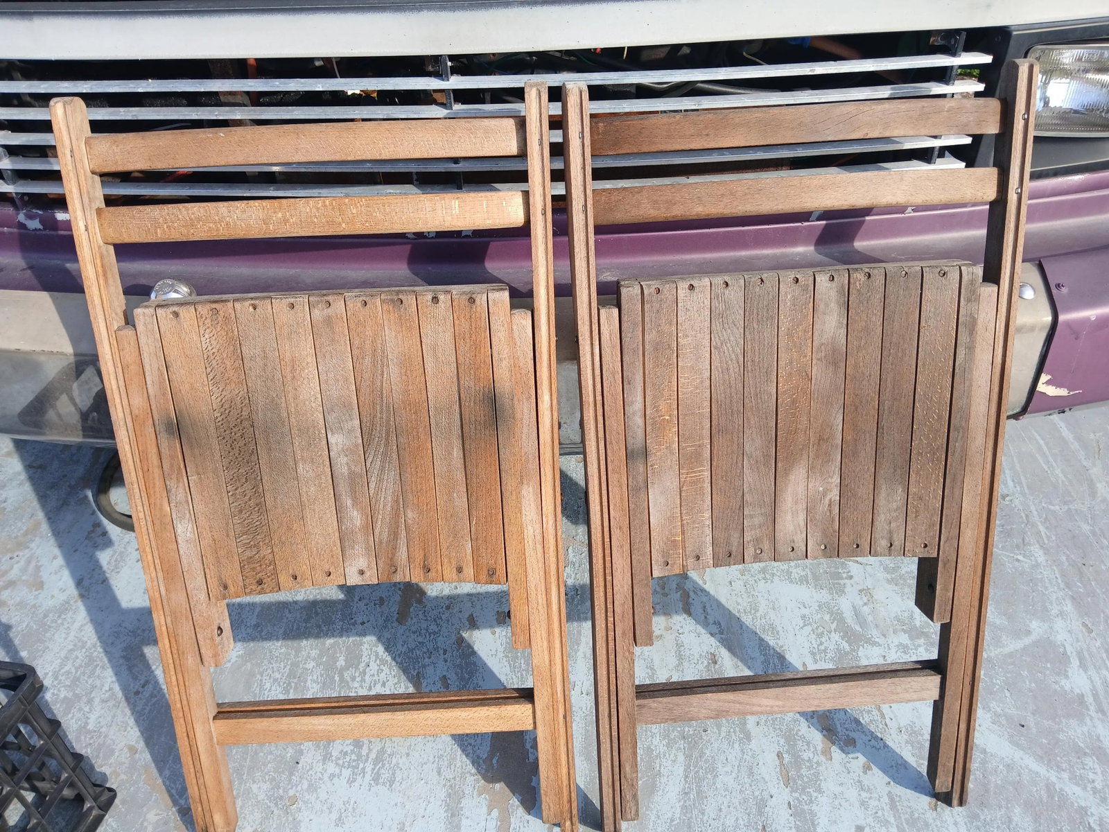 1940s Teak Danish Style Folding Slatted Chairs - Set of 2 - 5