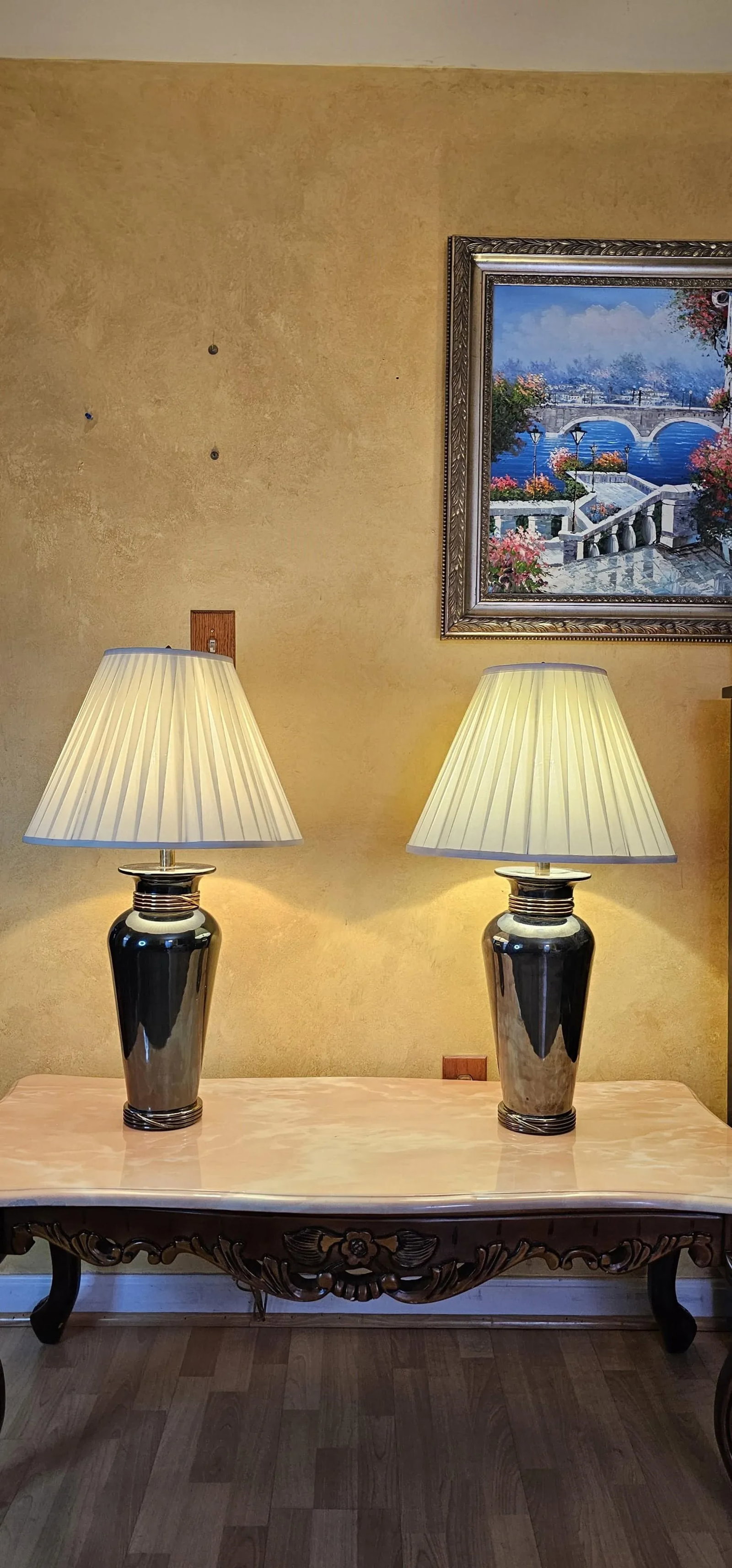 1990s Ethan Allen Hollywood Regency Cobalt Blue Ginger Jar Table Lamps, a Pair - 12