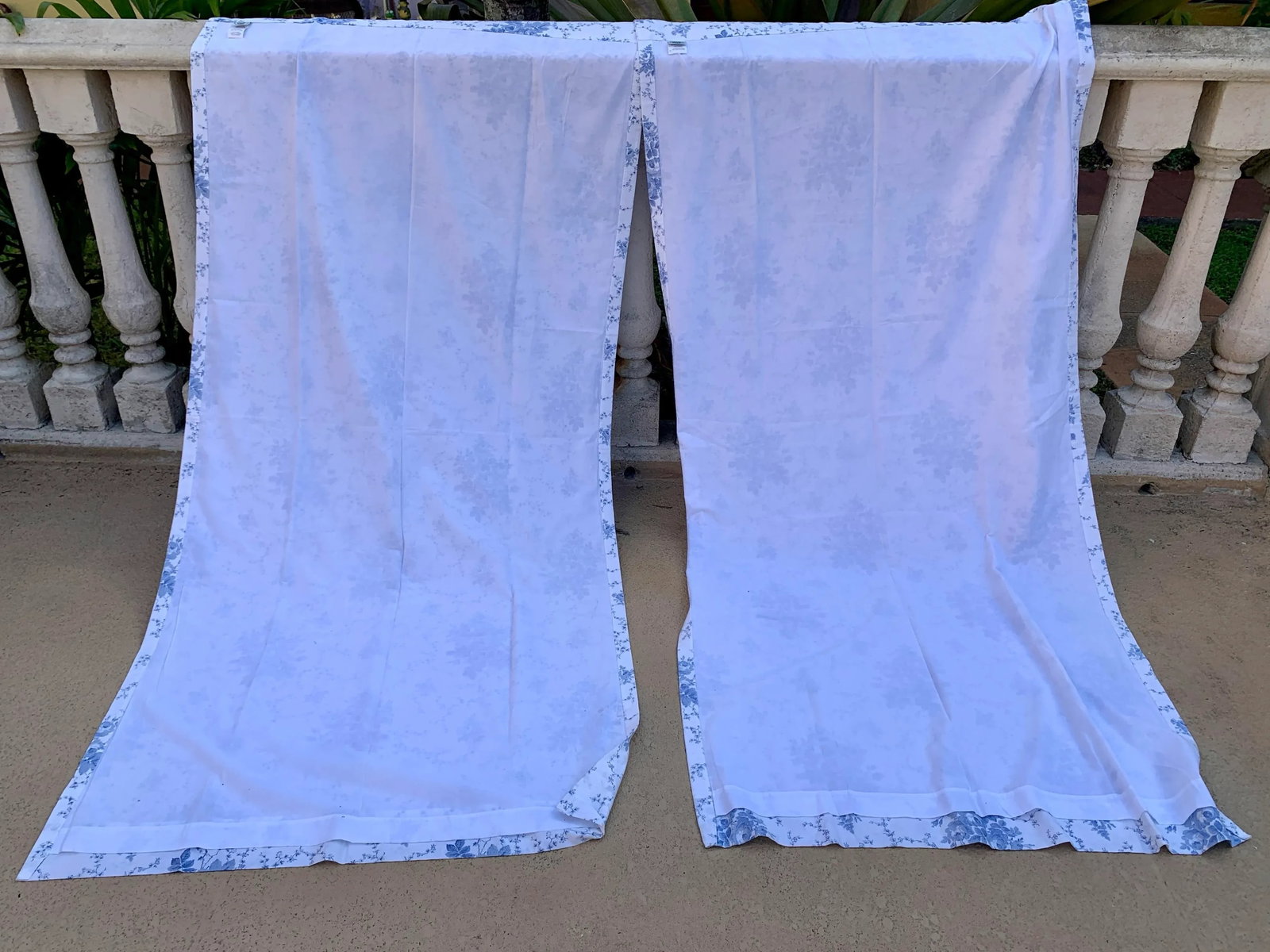 Vintage Late Century 20th 1970-1999 Laura Ashley Sophia Blue Floral Window Panels, Lined, Rod Pocket - 11