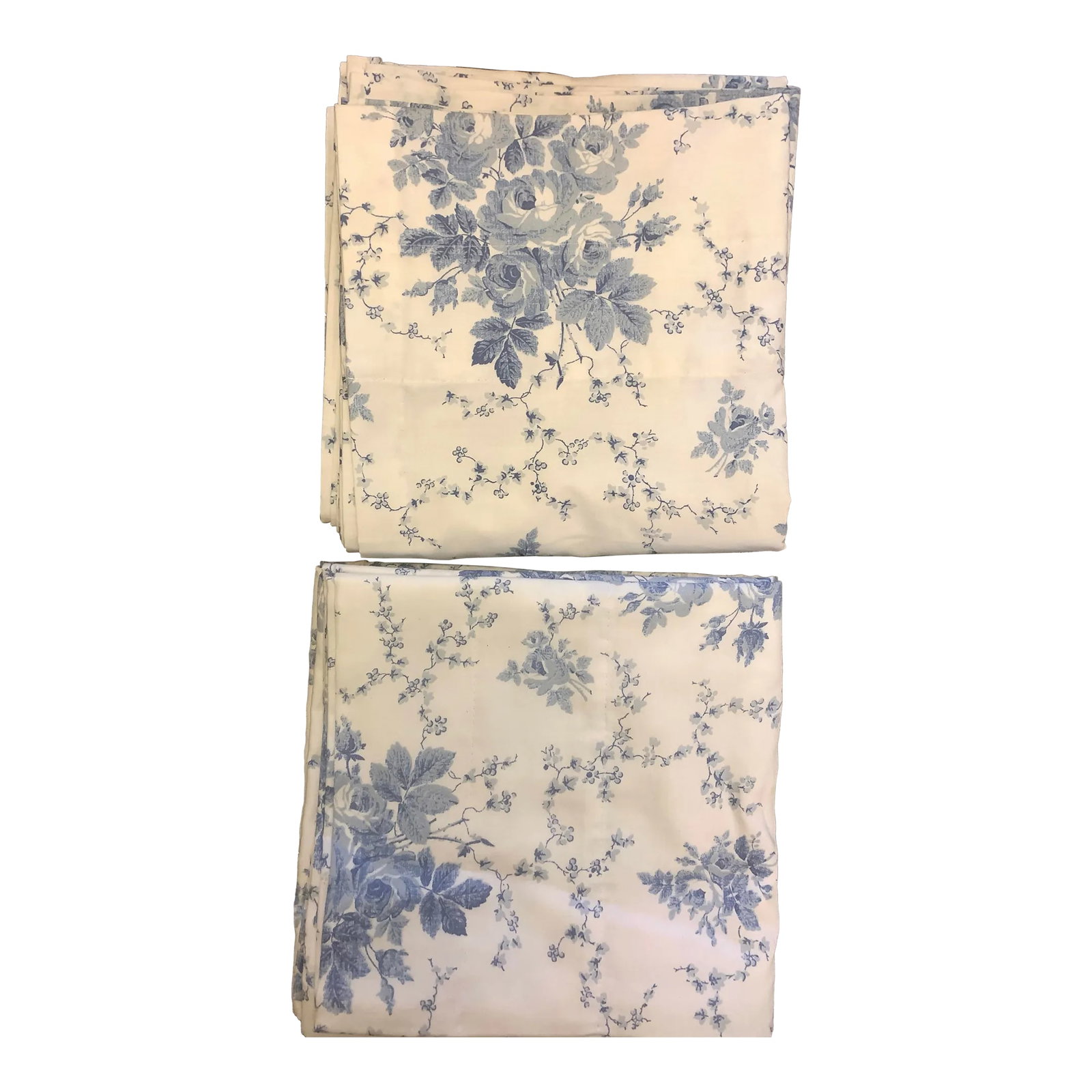 Vintage Late Century 20th 1970-1999 Laura Ashley Sophia Blue Floral Window Panels, Lined, Rod Pocket (1 of 12)