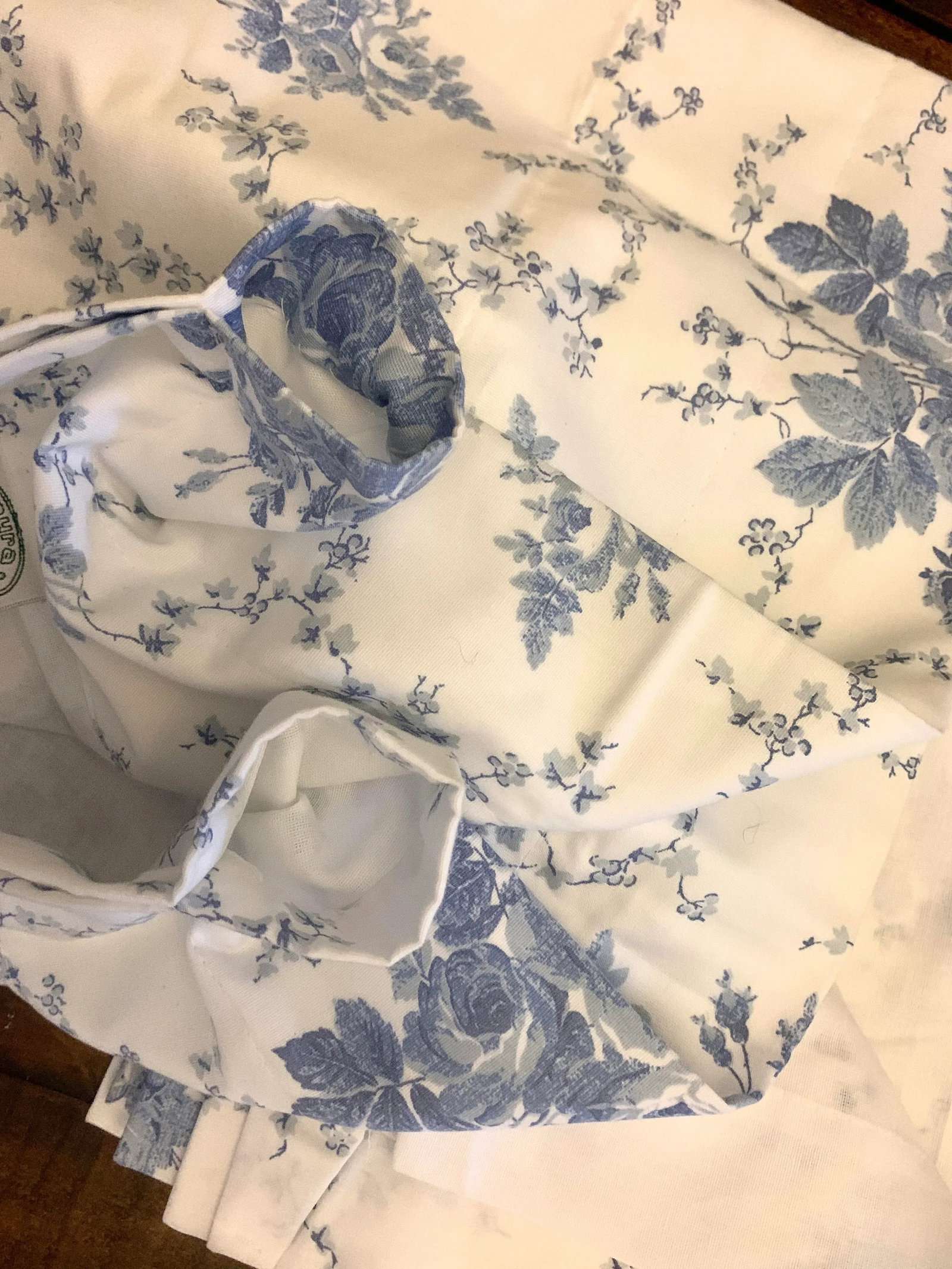 Vintage Late Century 20th 1970-1999 Laura Ashley Sophia Blue Floral Window Panels, Lined, Rod Pocket - 4
