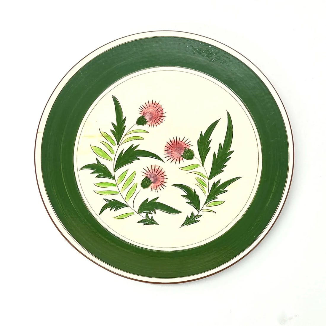 Green & Pink Banded Decorative Wall Plate Curation - Group of 7 - 7
