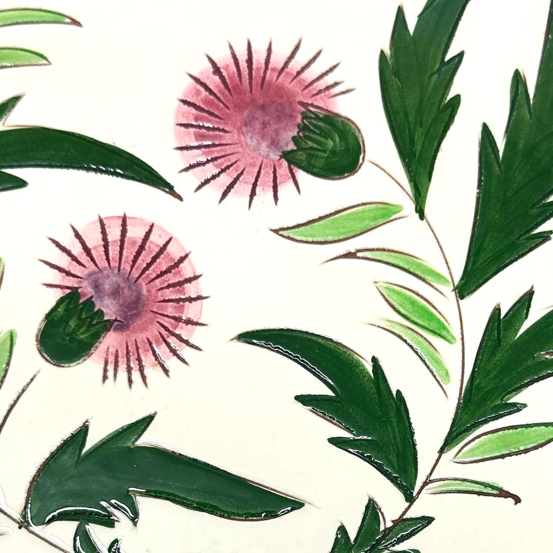 Green & Pink Banded Decorative Wall Plate Curation - Group of 7 - 9