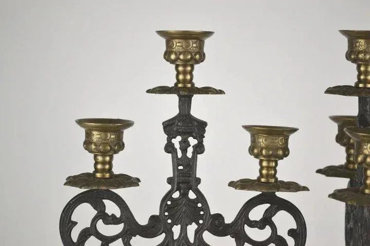 Blackened Brass Candlesticks - A Pair - 3
