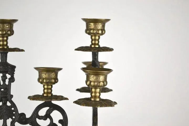 Blackened Brass Candlesticks - A Pair - 4