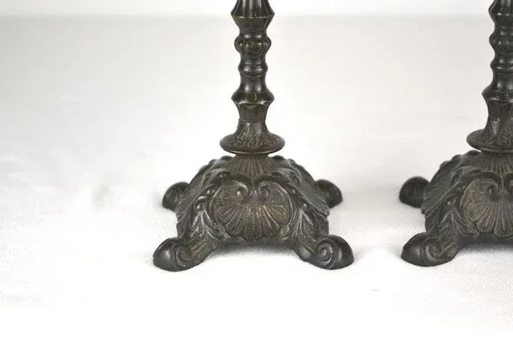 Blackened Brass Candlesticks - A Pair - 6