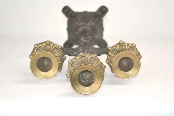 Blackened Brass Candlesticks - A Pair - 7