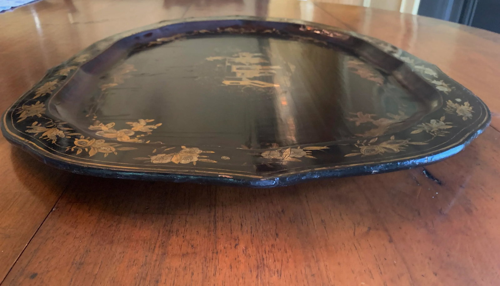 Mid 20th Century Chinoiserie Paper Mache Gilt Bees Tray - 8